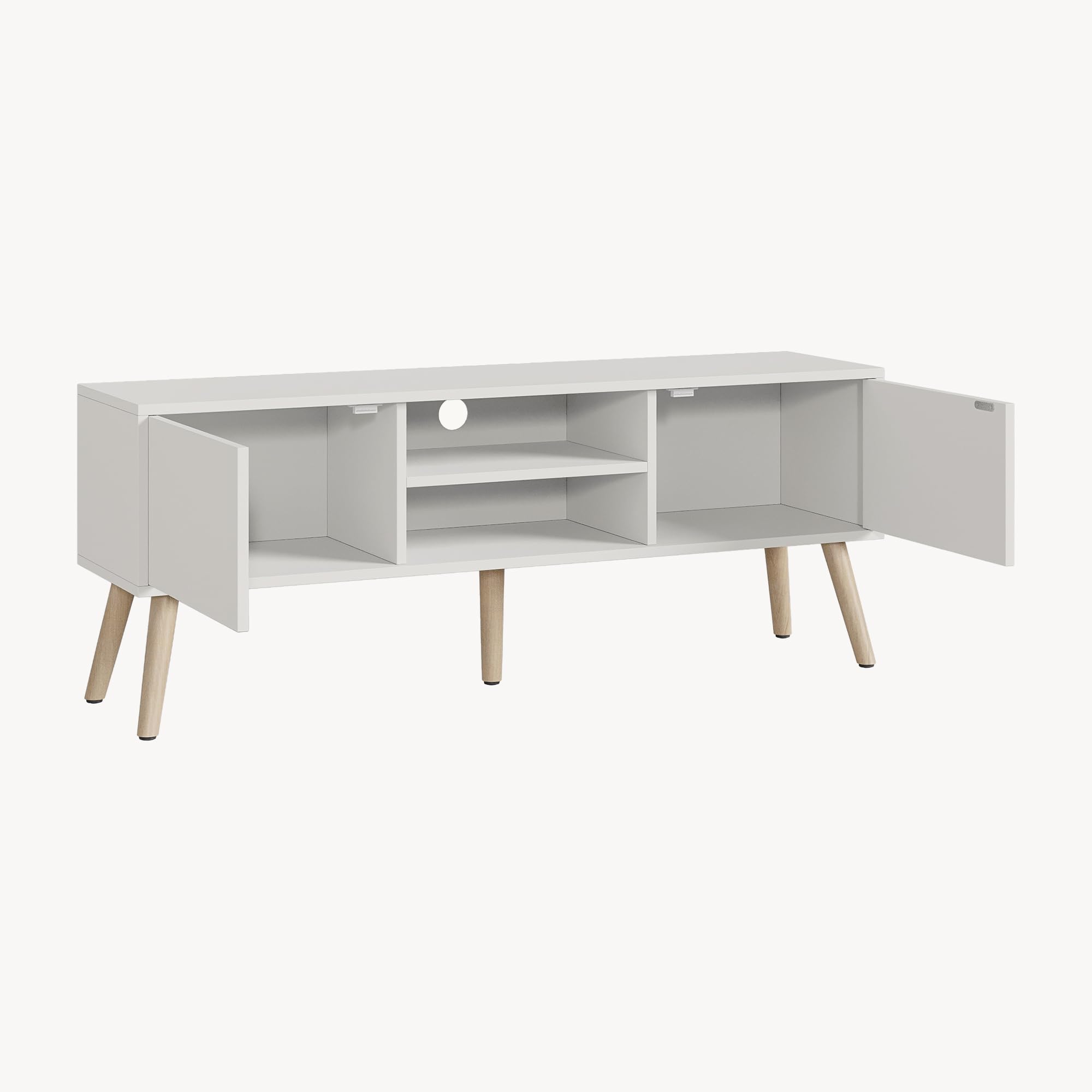 [en.casa] Fernsehtisch Eskilstuna mit Schranktüren und Ablagefächern Fernsehschrank TV Sideboard für Schlafzimmer, Wohnzimmer 120 x 29,5 x 46,5 cm Weiß