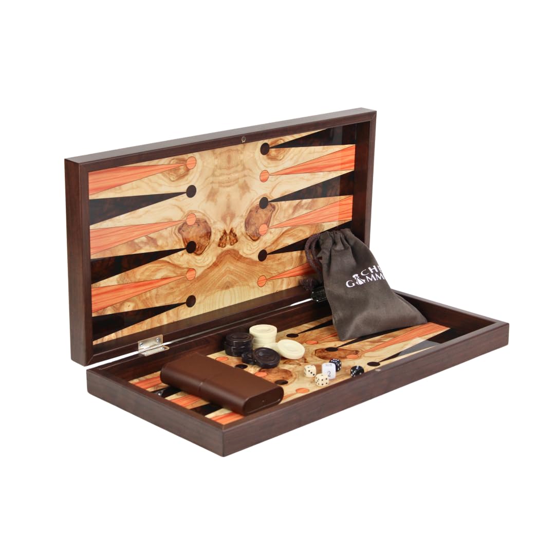 Set da backgammon Manopoulos in rovere rosso da 48 cm