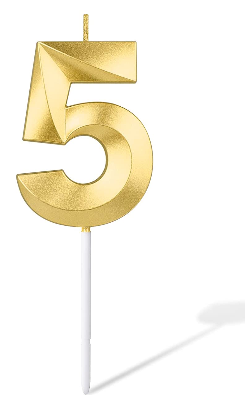 Party 24x7 Golden Metallic Number 5 Candles for Anniversary Birthday Golden 5th Birthday Special (Five 5 Fifty 25 15 35 45 65 55 75 85)-image-25