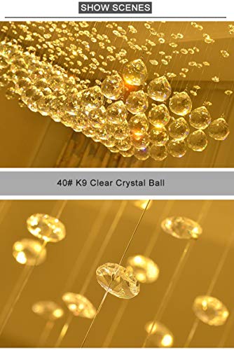 Image of Crystal Glass Ceiling Lamp Stainless Steel Chandelier with Glass Bead &Sparkling K9 Crystal Chandelier (Yellow Light) 4