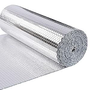VOUNOT Reflecterende warmte-isolatie, 10 x 0,6 m, aluminium en luchtbellen, dubbelzijdige isolatiefolie voor kou en hitte, 3,2 mm, isolatie voor radiatoren voor muren, plafonds, vloer, bestelwagen,