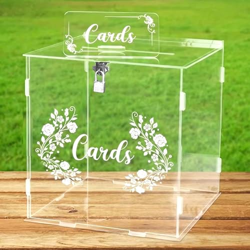Lista de Cajas de tarjetas para eventos - los más vendidos. 39 Jeorywoet Caja de Tarjetas para Bodas, Caja de Tarjetas, Boda acrílica Transparente 9.8 Pulgadas con Cerradura y Ranura, Perfecto para Aniversario recepción, Fiesta cumpleaños,...