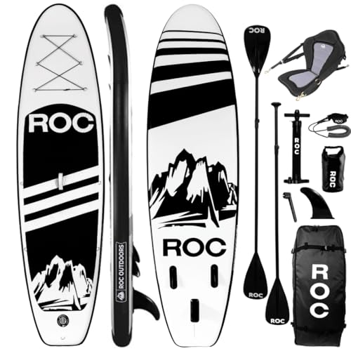 Image of Roc Inflatable Stand Up Paddle Board with Premium SUP Paddle Board Accessories, Wide Stable Design, Non-Slip Comfort Deck for Youth & Adults