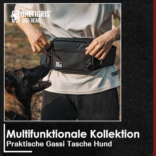 OneTigris Leckerlitasche für Hunde, Große Bauchtasche Hundetraining, Gassi Tasche Hund mit Magnetverschluss und Inklusive Kotbeutelspender, mit Herausnehmbarer Leckerlibeutel, für Taktisches Training