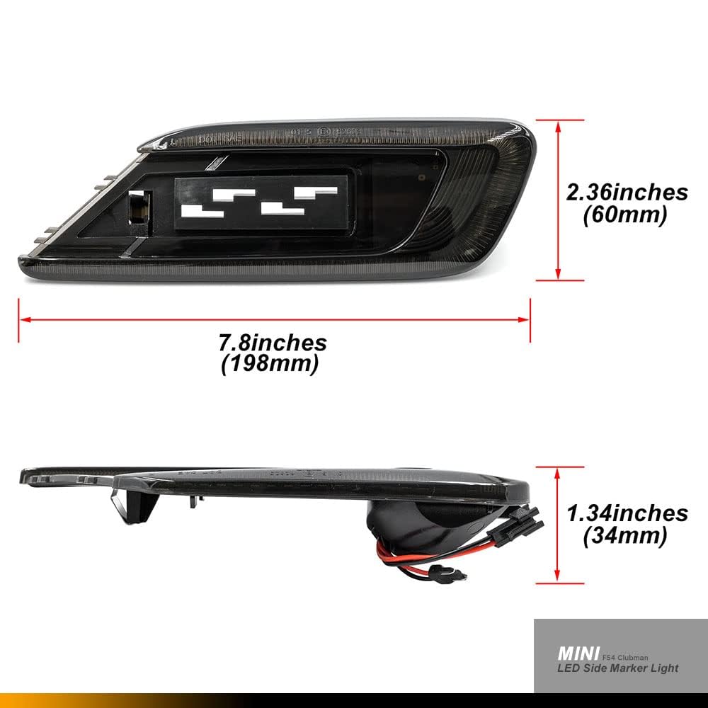 Indicatori laterali Indicatore luminoso a LED con ripetitore per 2016-2021 Mini Clubman F54 One Cooper S D SD ALL4 Steptronic JCW Indicatore di direzione a led ambra 2 pezzi Lente fumo