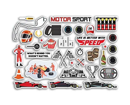 A5 Sticker Sheet Motorsport Vinyl Stickers - Racing Cars Sport Boys Mancave Dad Brother Father's Day Hobbies Hobby Fan Love Aesthetic #80141