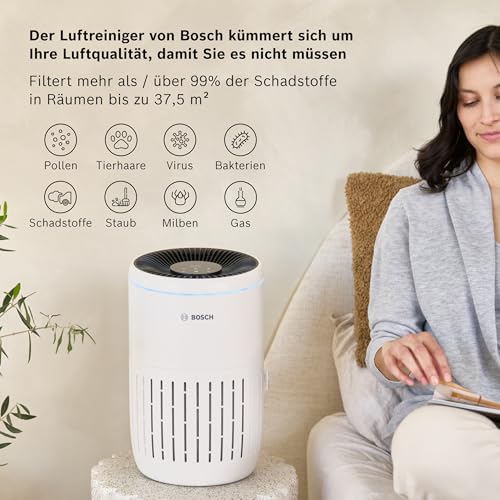 Bosch Air 2000 Luftreiniger - Für Räume bis zu 37,5 m² - Entfernt effizient Schadstoffe - Mit 3-in-1 Luftfilter, Smart Sensor, Automatikmodus, Ruhemodus ( – Bild 3