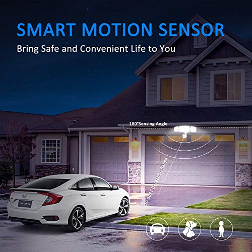 GSBLUNIE LED Security Lights 4000LM Super Bright Motion Sensor Light Outdoor, 42W 6000K, IP65 Waterproof, 3 Adjustable Heads Motion Activated Flood Light for Entryways, Stairs, Yard and Garage