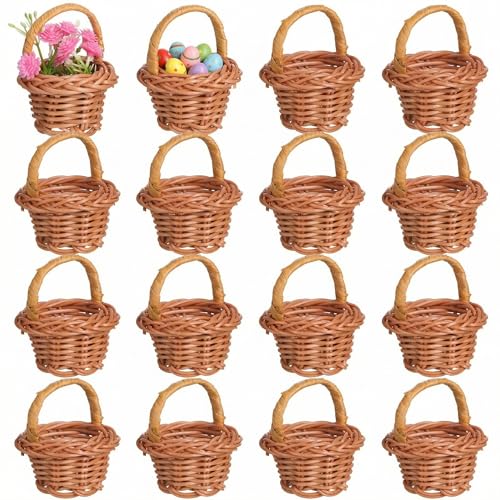 DOITOOL 20 cestas de mimbre tejidas para casa de muñecas, mini cestas de picnic con asas, cesta de sauce en miniatura para manualidades, accesorios de casa de muñecas, accesorios de fotografía de