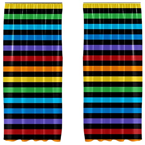 Cortinas de panel negras con rayas horizontales 55 x 84 pulgadas 2