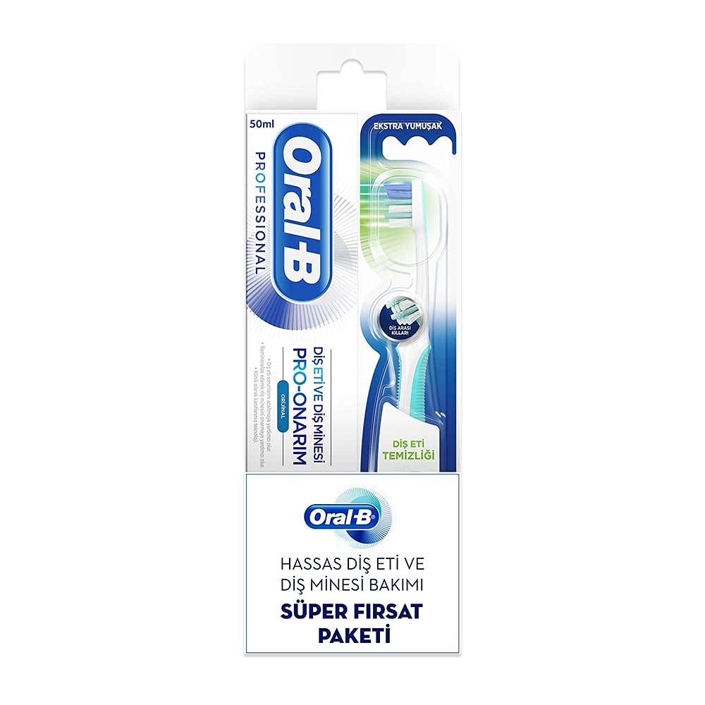 Oral-B Diş Eti ve Diş Minesi Pro-Onarım Original 50 ml + Oral-B Diş Fırçası Diş Eti Temizliği 1 Paket (1 x 0.23 g)