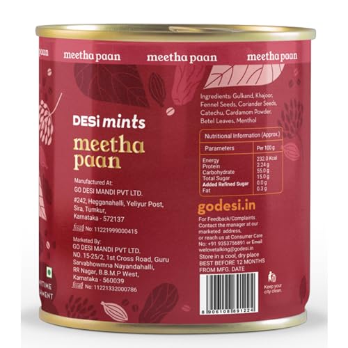 Image of Go Desi Meetha Paan Mouth fresheners, Desi Mints, Refreshing Mouthfreshener, Mukhwas (4 x 90g)