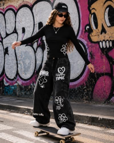Image of Tween Girls Clothes 2 Piece Long Sleeve Top + Denim Cargo Pants, Teen Girls Fall Clothing Set, Sizes 7-16 Years