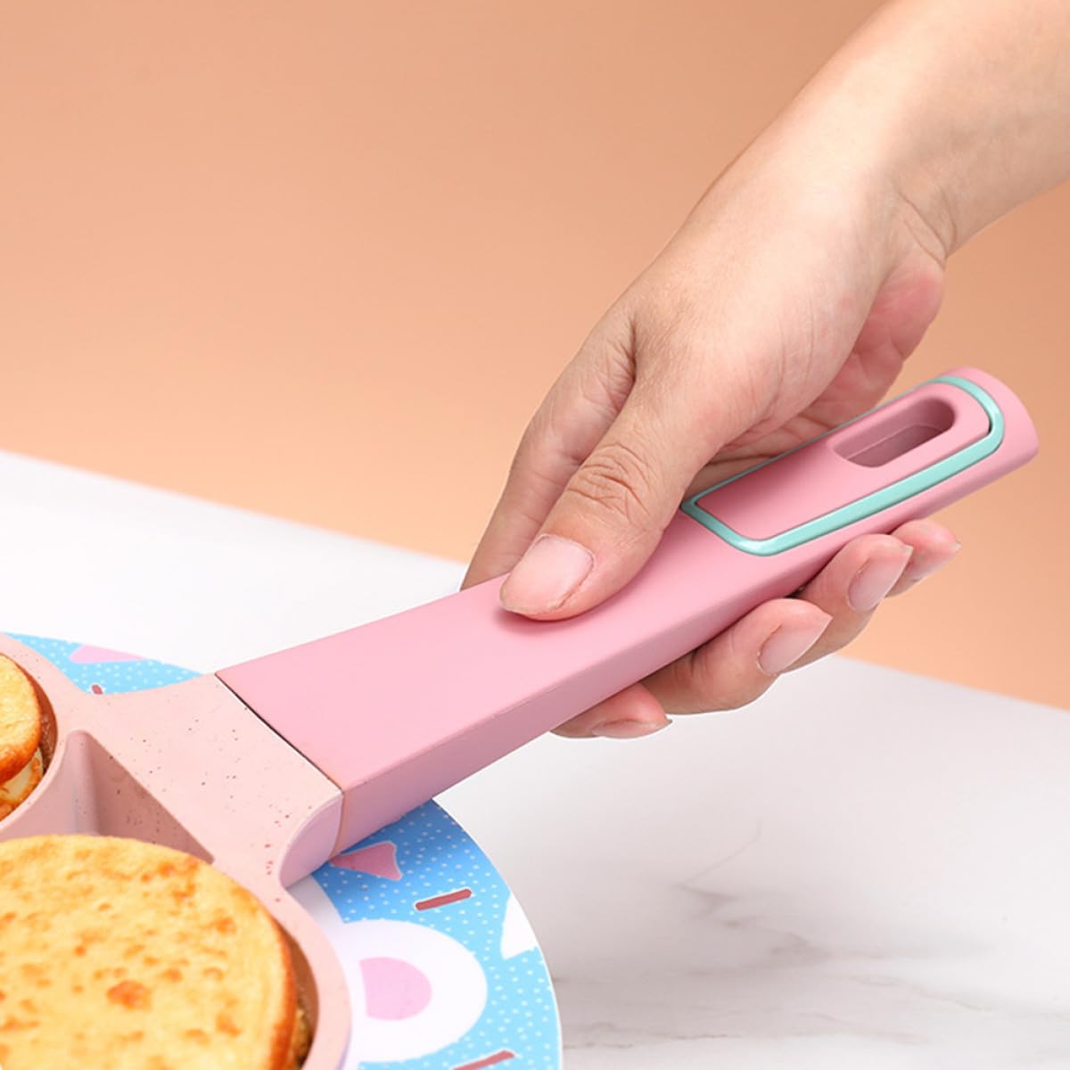 TOYANDONA Padella Antiaderente per Uova Multiforo 4 Fori, Pentola Compatta e Leggera per Colazione Domestica, Padella Pratica per Cucinare Hamburger e Frittate, Strumento da Cucina Facile