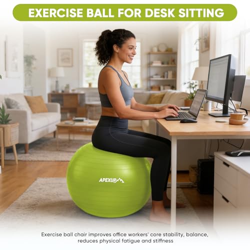Image of APEXUP Yoga Ball, 660 lbs Anti-Burst Exercise Ball with Pump, 5 Sizes