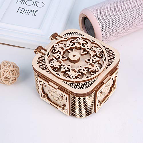 GuDoQi 3D Wooden Puzzle, Treasure Box with Music, Mechanical Model Kit to Build, Wood Craft Kit for Teens and Adults, DIY Assembly Toy, Gifts for Birthdays and Christmas