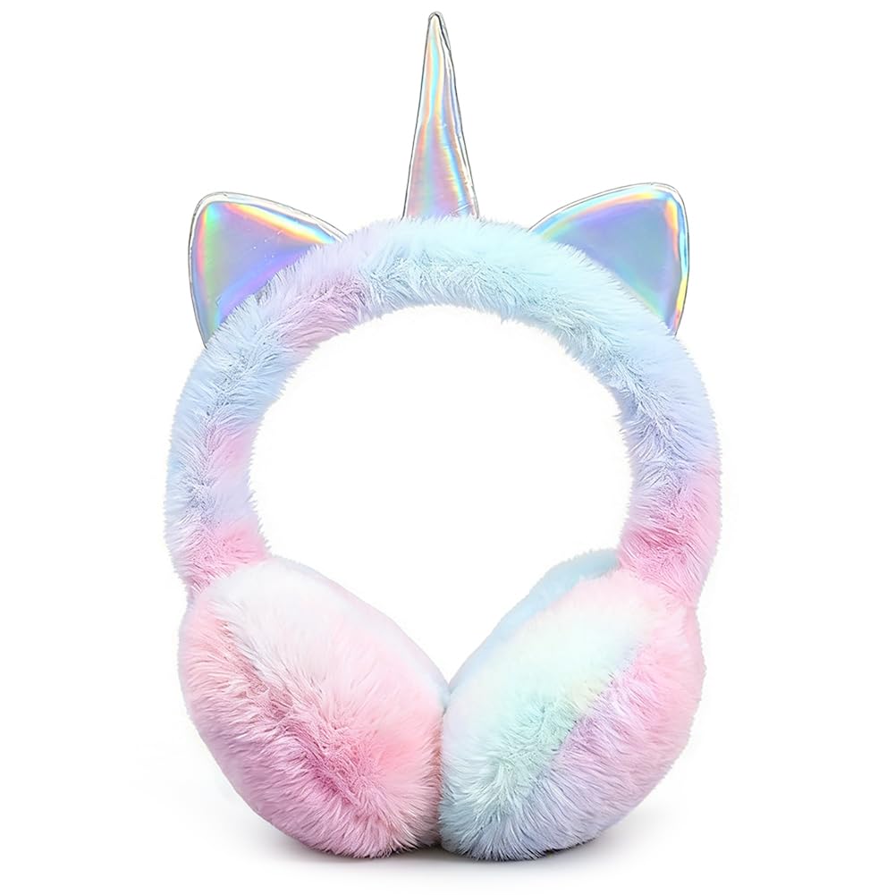Yrpacfb Unisex Kids C Unicorn Earmuffs For Kids, Kids Unicorn Ear Muffs, Ute Winter Warm Ear Warmer Plush Ear Overs For Indoor And Outdoor
