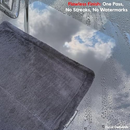 Image of 1200 GSM Microfiber Car Cleaning Cloth - Grey, Twisted Loop, Edgeless, Plush Pile Towel for Car Wash, Drying & Auto Detailing (Grey)