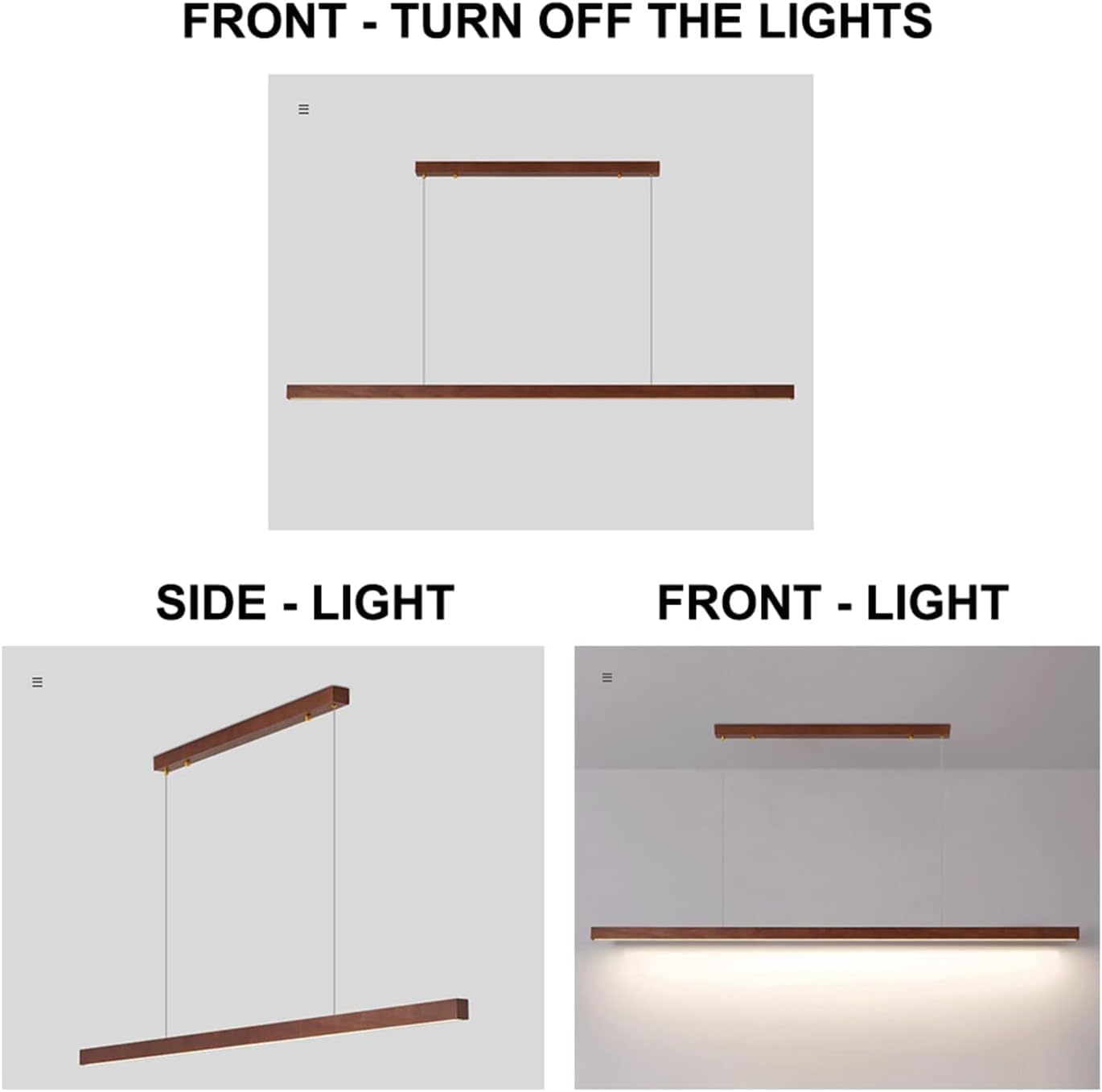 Drewniana Lampa Wisząca Typu Linear, Lampki Do Jadalni, Nowoczesna Lampa Sufitowa Led Z Funkcją ściemniania, Do Jadalni, Kuchni, Wyspy, Salonu, Baru, Walnut, 80cm
