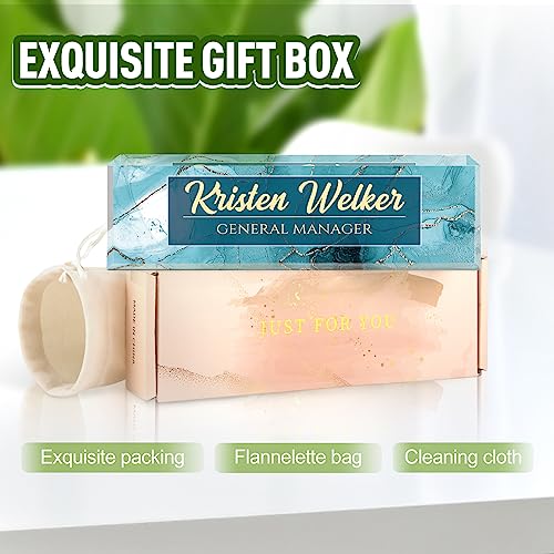 Image of Name Plate for Desk, Desk Name Plate Personalized, Cyan Office Decor for Women Men, Acrylic Desktop Accessories, Office Gifts for Boss Nurse Teacher Coworker, Employee Appreciation Gift (Cyan Coast)