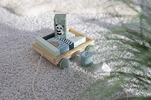 Eichhorn - Bauwagen mit 11 Bausteinen, Nachziehspielzeug, 12 teilig, 18x17,5 cm groß, ab 1 Jahr 100003800