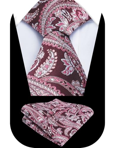 Image of Alizeal Mens 3.15'' Vintage Paisley Tie Pocket Square Set | Elegant Perfect for Banquet Wedding and Party
