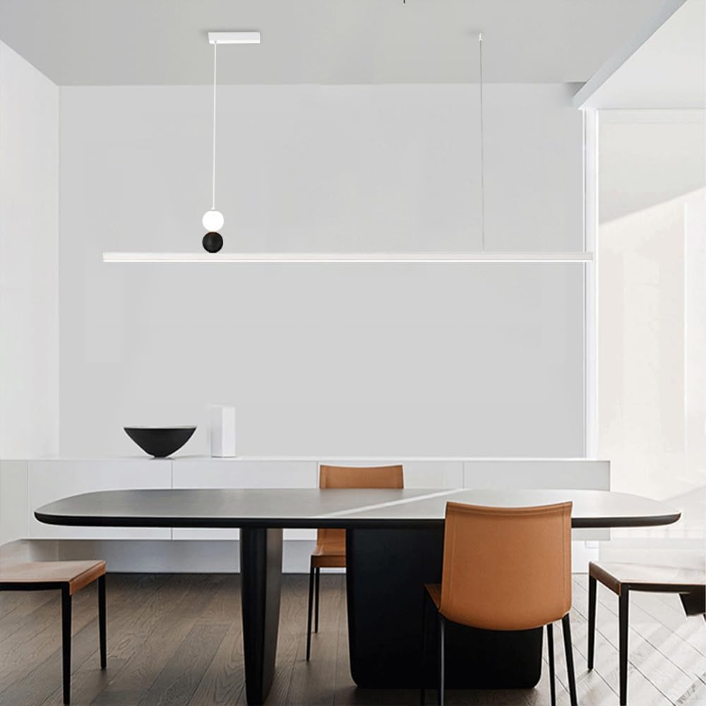 Lampadario lineare a soffitto, Lampada a Sospensione Minimalista a LED, Lampada da Tavolo da Pranzo a Striscia Lunga, Compatibile con lampadari a Sospensione, per Interni.