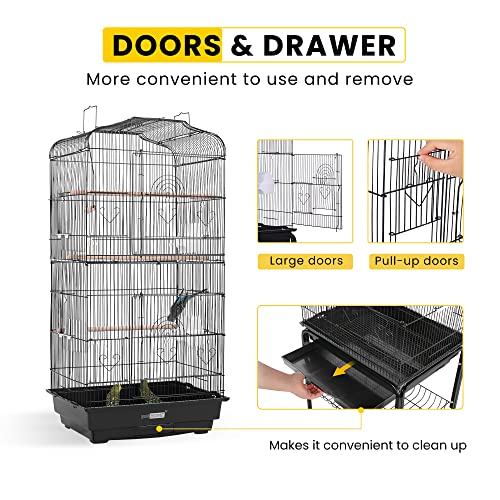VIVOHOME 59.8 Inch Wrought Iron Bird Cage with Play Top and Rolling Stand for Parrots Conures Lovebird Cockatiel… - Image 5
