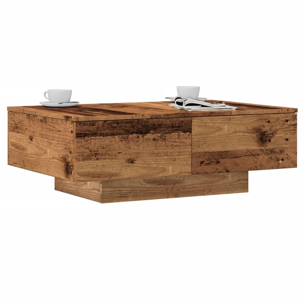 SXZenSpace Coffee Table 90x60x31 cm Old Wood Engineered Wood, Rustic Small with Storage Shelf, Robust Sturdy Living Room Furniture for Lounge, Sofa Side & Centre Use