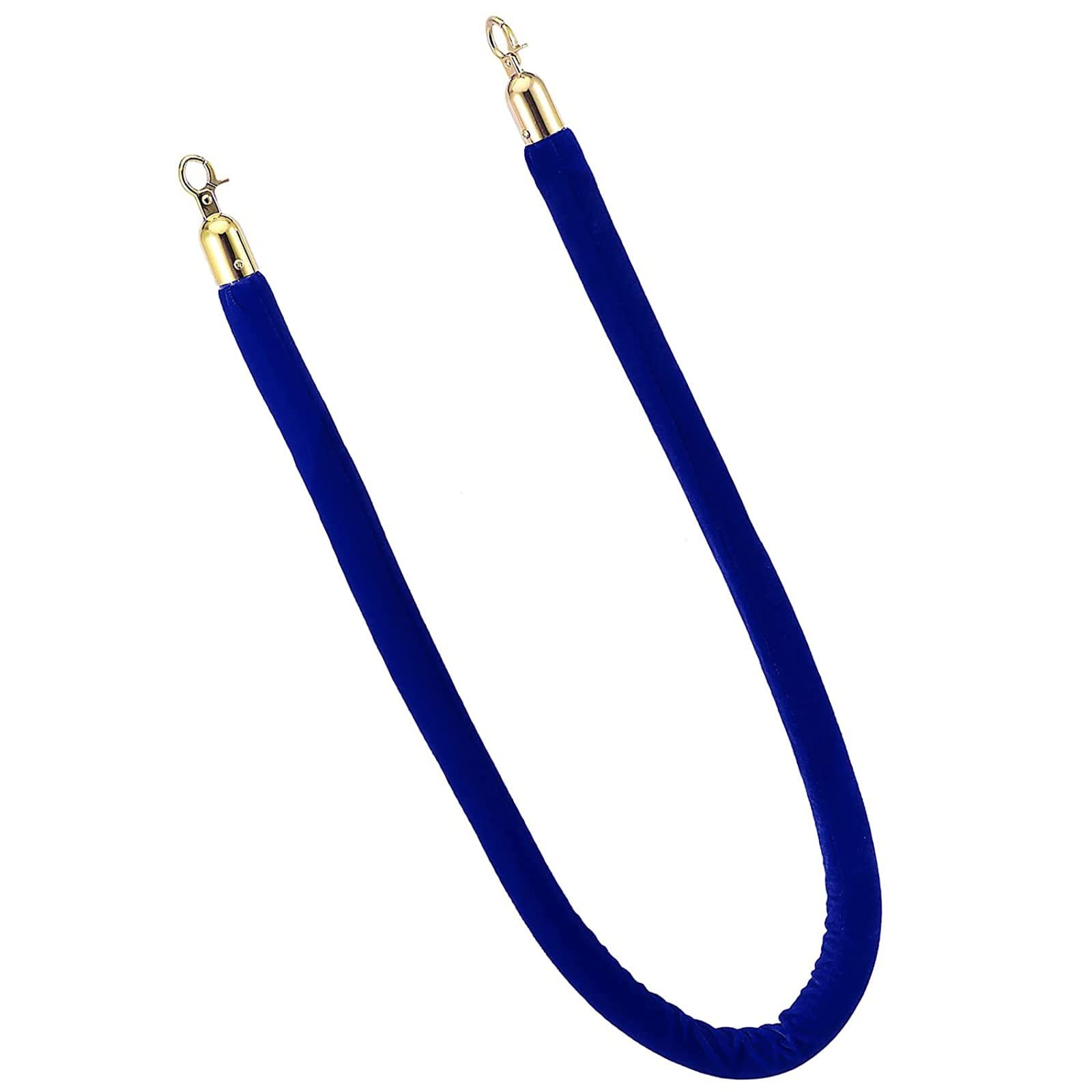 Aioneer Yellow Retractable Crowd Control Rope With Stainless Steel Hooks, 1.5M - Barrier For Restaurants & Hotels, Twisted Post Rope For Visitor Management-Blue-0.6M/24Inch/2Ft