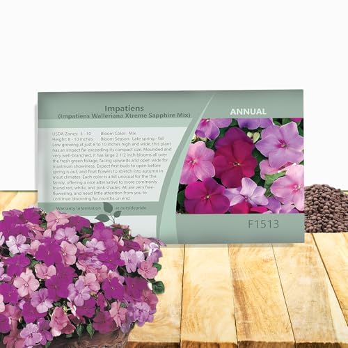 Outsidepride Xtreme Sapphire Mix Impatiens Flower Seeds - 100 Pcs Annual, Compact & Pollinator Friendly, Impatiens Seeds for Planting w/Vibrant, Abundant Blooms for Shade Gardens & Container Displays