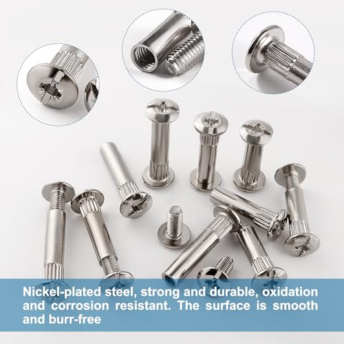 VooGenzek 15 PCS Φ8mm Connecting Bolts with M6 Screws, Nickel Cupboard Joining Bolts, for Cabinet Furniture Connector - Image 3