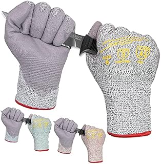3 Pairs Cut Resistant Gloves, Safety Grip Work Gloves for Men and Women, High Performance ANSI Level 5 Protection, PU Coated Gardening Work Gloves, Breathable and Flexible (S (Size 7), 3 Colours)