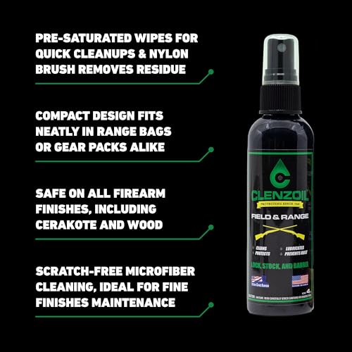Image of All-in-One Firearm Cleaning & Maintenance Kit - 2 CLP Bottles, Pre-Saturated Wipes, Nylon Brush & Microfiber Cloth - Safe on All Finishes - USA Made, Veteran & Law Enforcement Owned