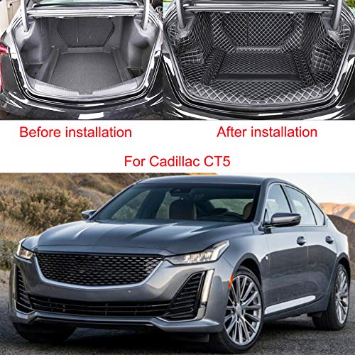 Momoap / Car Full encirclement Leather Boot Cargo Liner Tray Rear Trunk Floor Mat for Cadillac CT5 2020-2021