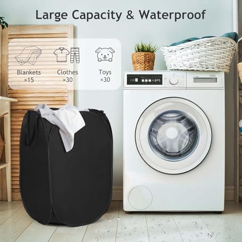 Image of Upgraded Pop-up Laundry Hamper 2 Pack, 70L(18.5 Gal) Laundry Basket with Thickened 600D Oxford Fabric,2.4X Denser Mesh Side Pocket, 0.2mm Added Thickness Steel Frame, Easy to Open and Fold for Storage