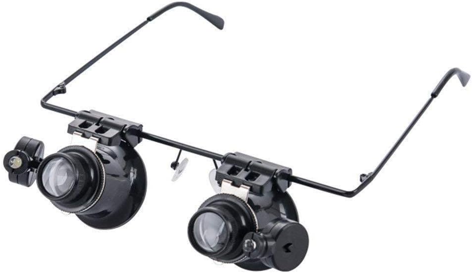 虫眼鏡、テーブルデスク虫眼鏡、双眼ヘッドヘルドグラス、老人眼鏡 20X HD レンズ LED ライト付き vision