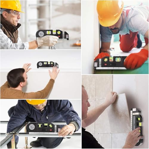 Image of Multipurpose Laser Level Kit with Metric Ruler, Cross Line Beam Tool for DIY, Construction, Home Improvement, Picture Hanging & Wall Alignment