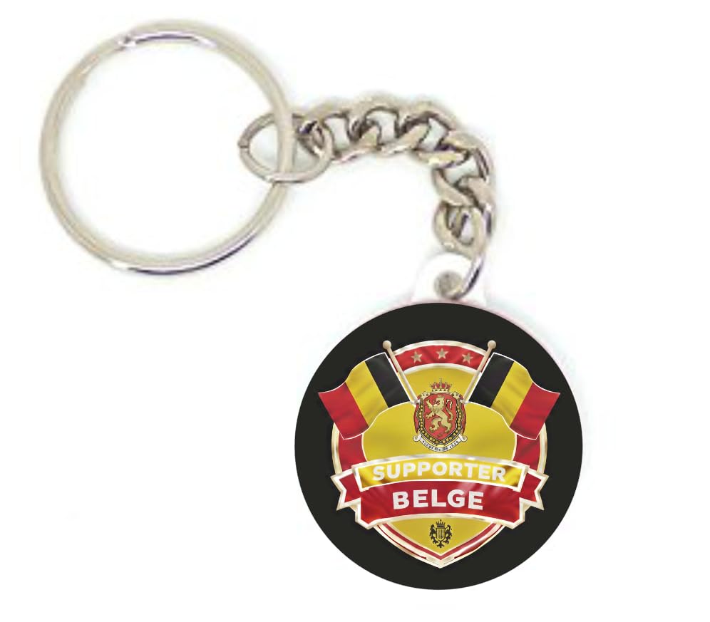 Porte clé badge SUPPORTER BELGE BELGIQUE PAYS équipe club de FOOTBALL DRAPEAU FOOT idée PETIT cadeau ORIGINAL PERSONNALISATION COUPE DU MONDE