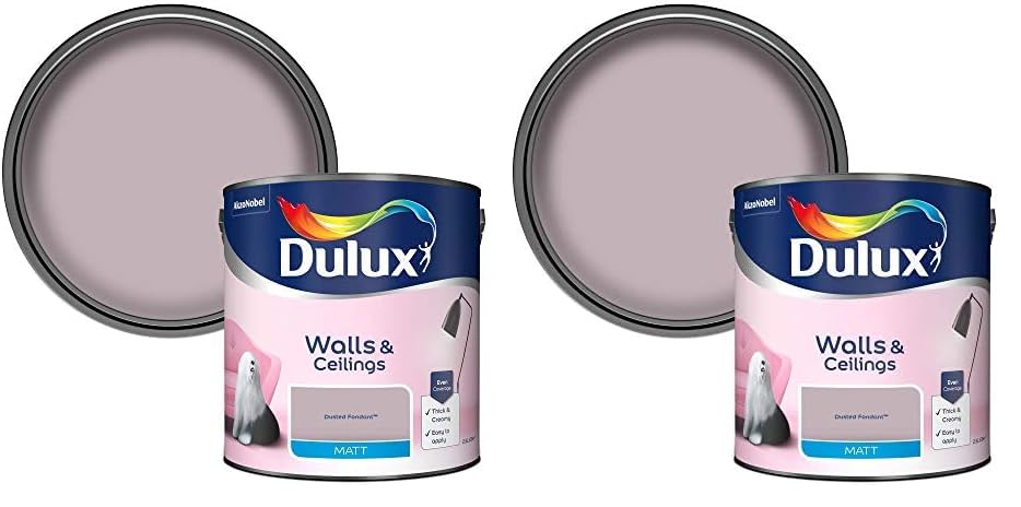 Dulux Matt Emulsion Paint For Walls And Ceilings - Dusted Fondant 2. 5 Litres (Pack of 2)
