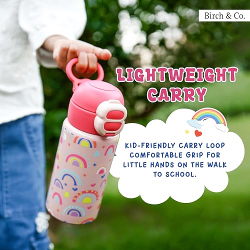 Image of Kids Water Bottle - Water Bottles for School - Dualcap Sipper WaterBottle for Kids - Waterbottle for Girls and Boys, Stainless Steel 316, Spill-Proof, BPA-Free, Perfect for School and Play, Rainbow