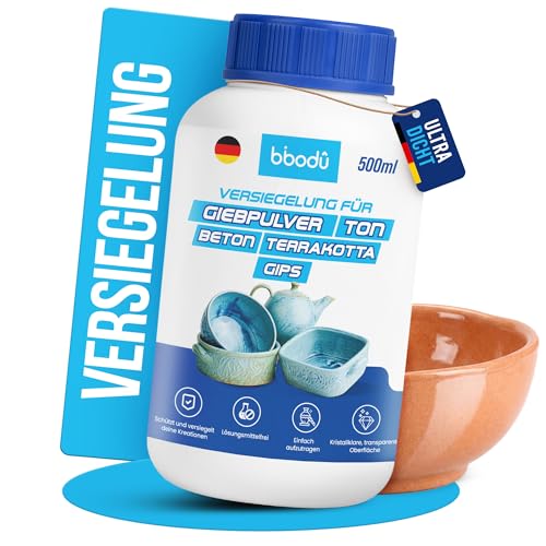 BIBODU Versiegelung für Gießpulver 500ml | Gipsdicht & Tondicht Versiegelung | Perfekt für Ton Gips Keramik Beton und Terrakotta | Wasserdicht und Lösemittelfre