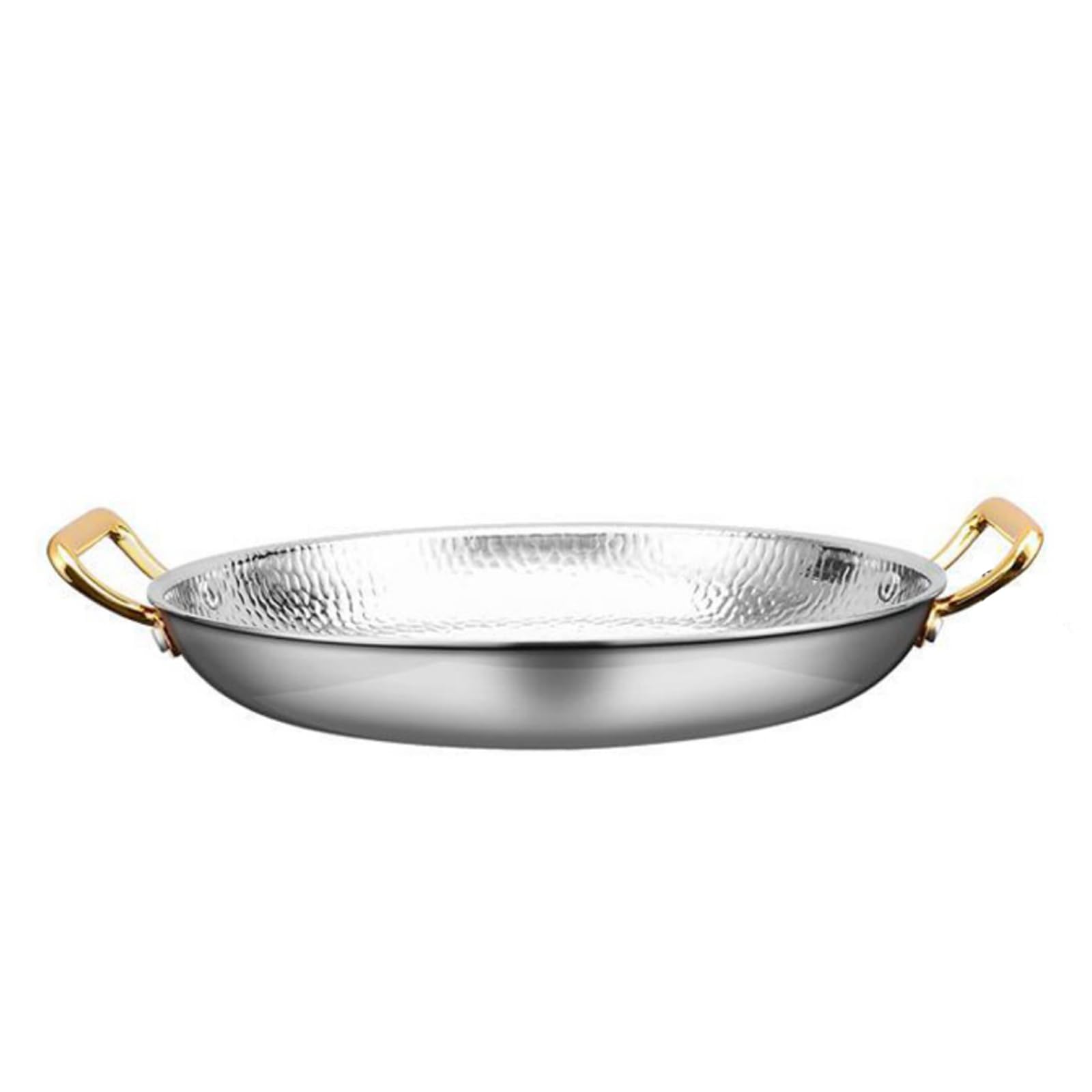 SVRITE Paellera de acero inoxidable pulido martillado con doble mango, sartén de 10 tamaños, plato ideal para cocinar al aire libre, cocinar tu propia paella valenciana (30 cm, plateado)
