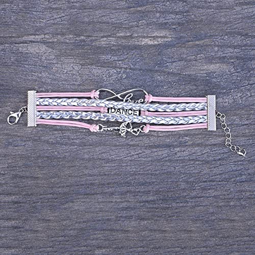 Image of Infinity Collection Love Dance Bracelet - Black, Silver & Blue Braided Multi-Strand Adjustable Wristband with I Love to Dance Heart Charm - Gift for Dancers, Teens & Dance Teams
