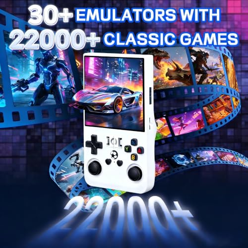 Image of R36MAX Video Game Console - 4.0-Inch Screen, Support 22000+Classic Games,128G TF Card,Portable Console with Open Source System,4000mAh Battery,Birthday Gift for Adult or Partner (White)