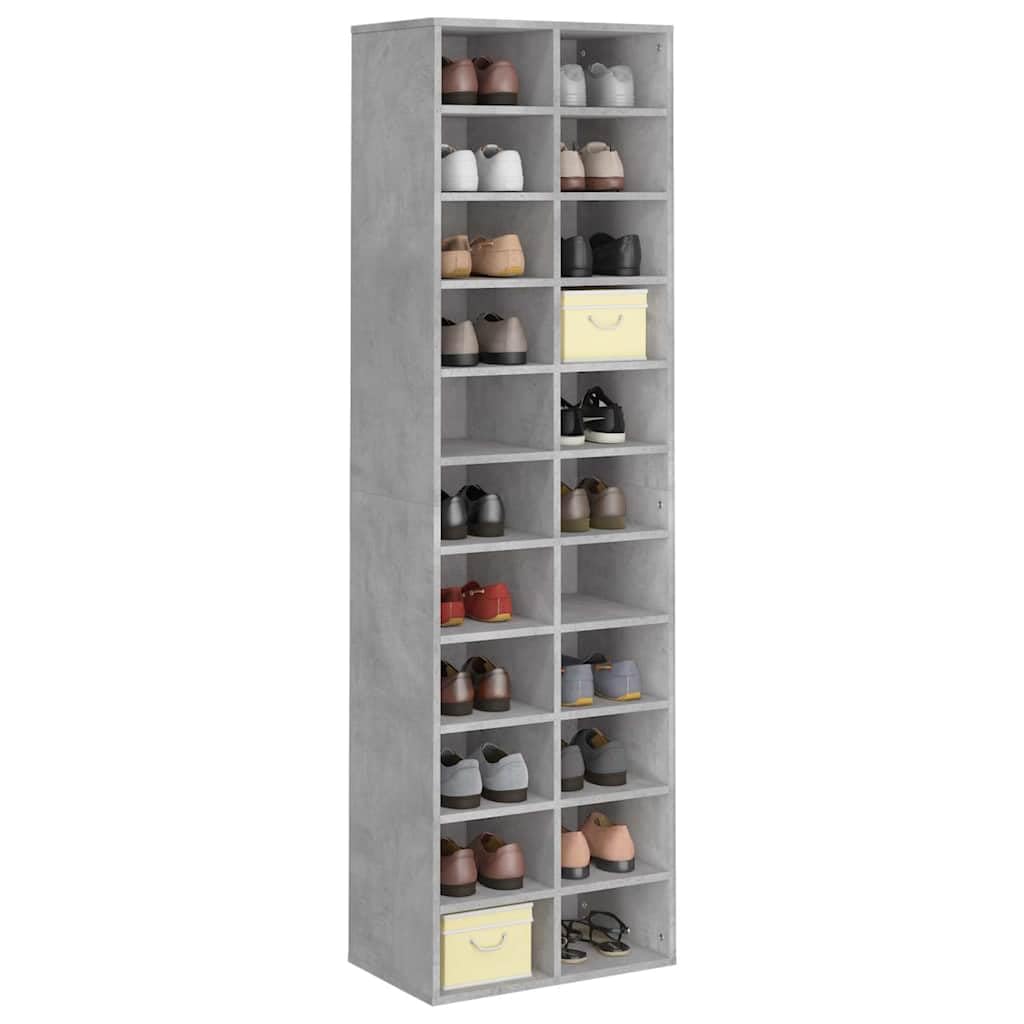 Scarpiera Grigio Cemento 54x34x183 cm Legno Multistrato 22 Mensole