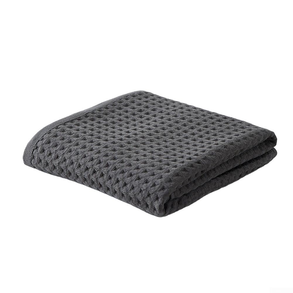 EasyByMall Premium Bath Towels, 3-Piece 100% Cotton Bathroom Towels, Lightweight Waffle Weave For Gym, Beach, Poolside, Salon, Spa(Dark gray)