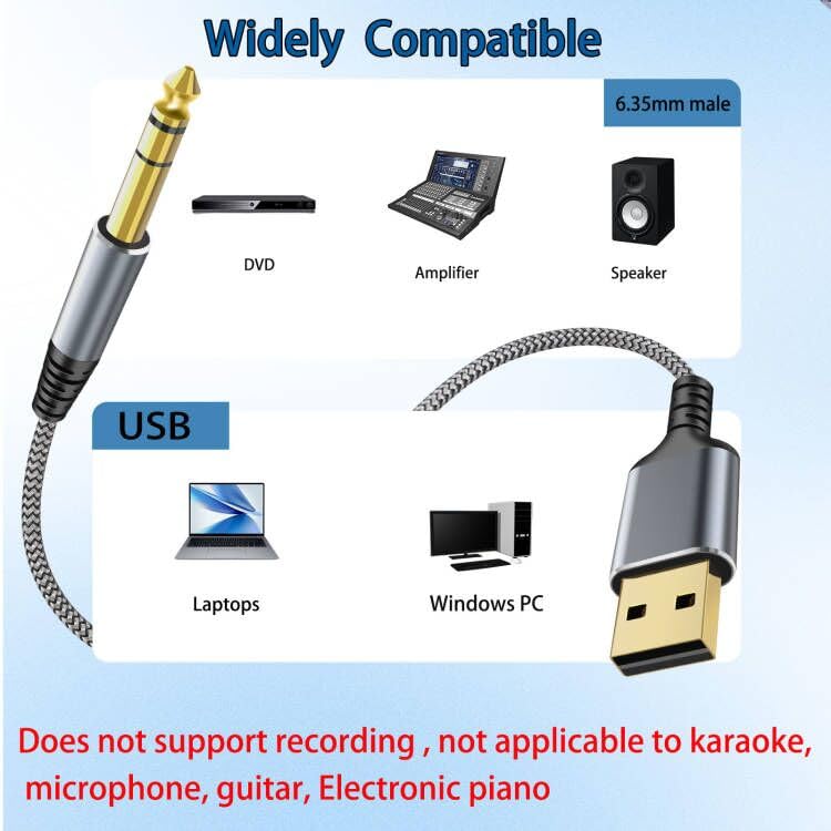 MOSWAG USB C To 6.35mm 1/4 TRS Audio Stereo Cable 6.6FT/2Meter,Type C