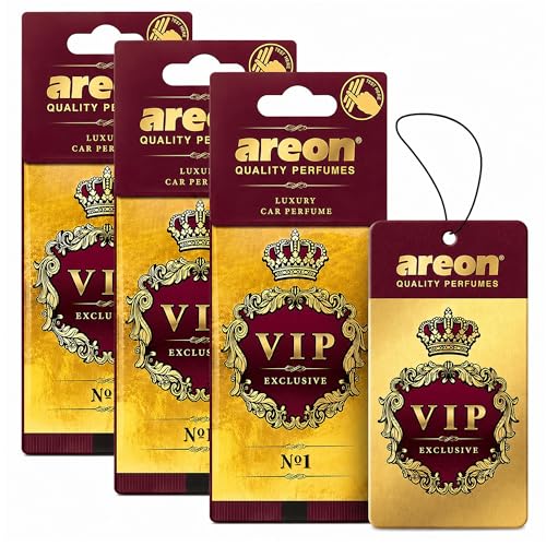 Image of AREON VIP Hanging Car Air Freshener Pack of 3 - Premium Car Perfume with Natural Fragrances, Stylish Hanging Cards Long Lasting Auto Air Freshener for Car, Home, Office & Vehicle Interior - № 1