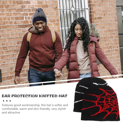 Gorros de invierno gruesos térmicos BESTYASH con estampado de telaraña 7